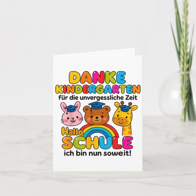 Tarjeta Adiós Kindergarten Hello School 2025 Colorful (Anverso)