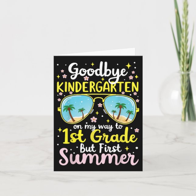 Tarjeta Adiós Kindergarten, Hola Primer Grado Tee Para Su (Anverso)