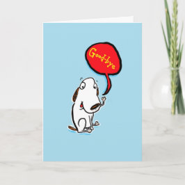 Tarjeta Adiós perro diciendo que te vamos a extrañar.