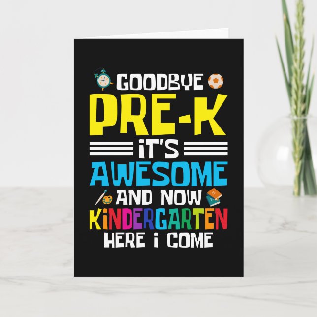 Tarjeta Adiós pre-K ahora jardín de infantes (Anverso)