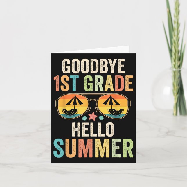 Tarjeta Adiós primer grado Hola primer grado de verano últ (Anverso)