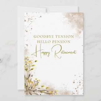 Tarjeta Adiós Tensión Hola Pensión Elegante Jubilación