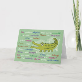 Tarjeta Adiós y buena suerte de grupo, lagarto