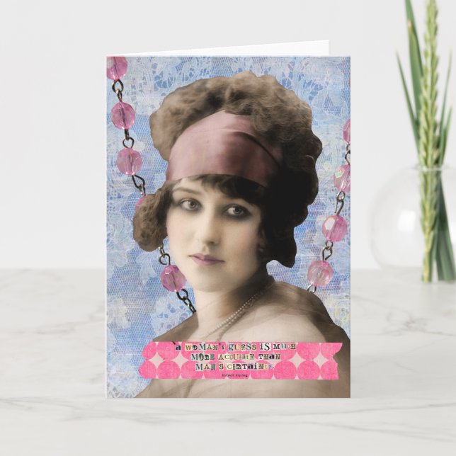 Tarjeta Adivina cita arte digital de mujeres (Anverso)