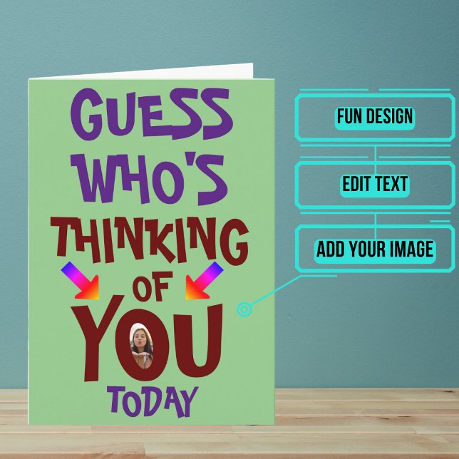 Tarjeta Adivina quién piensa en ti (Sending a "thinking of you" card is one of the most thoughtful messages you can send.)