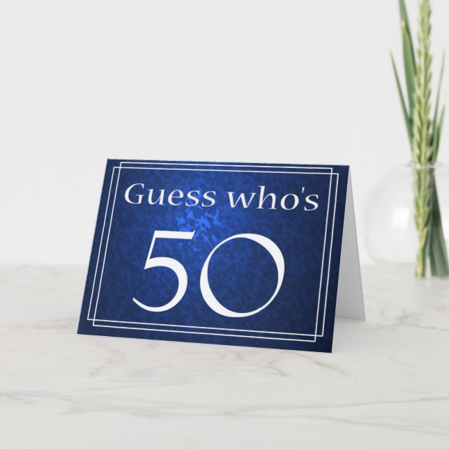 Tarjeta Adivina quién tiene 50 años. (Anverso)