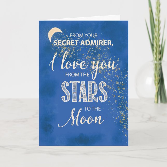 Tarjeta Admirador secreto, amor de estrellas a cielo noctu (Anverso)