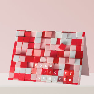 Tarjeta admirador secreto de blanco rojo bloquea valentine
