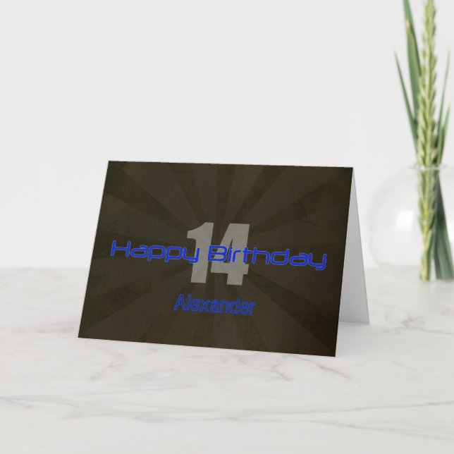 Tarjeta Adolescente negro y gris del 14to cumpleaños feliz (Anverso)