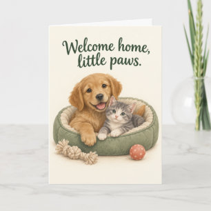 Tarjeta Adopción de Mascotas Little Paws Welcome Home