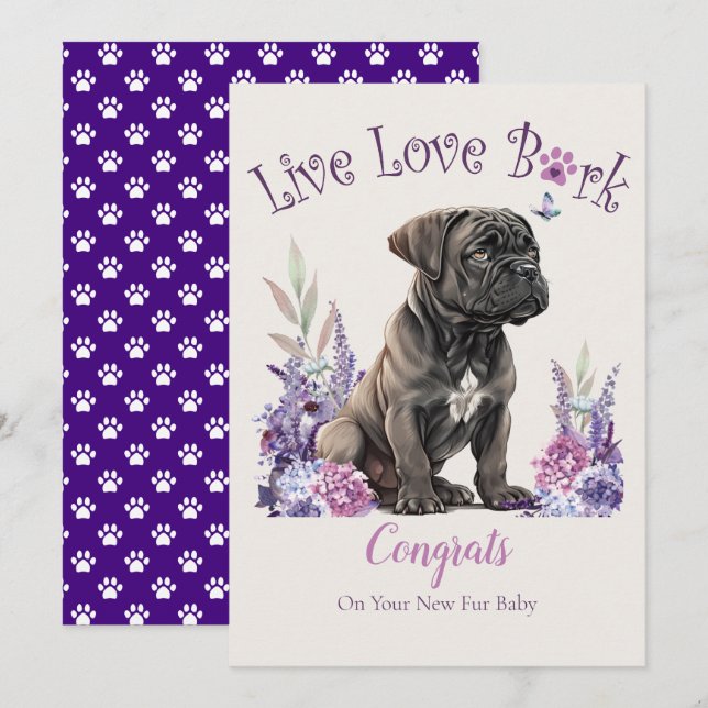 Tarjeta Adopción de Perro Cane Corso, Día Gotcha (Anverso / Reverso)