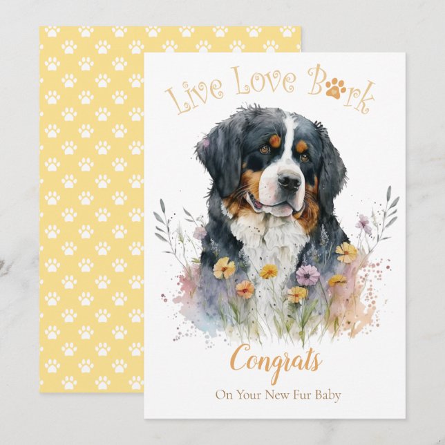 Tarjeta Adopción de Perro de Berna, Día de la Llegada (Anverso / Reverso)
