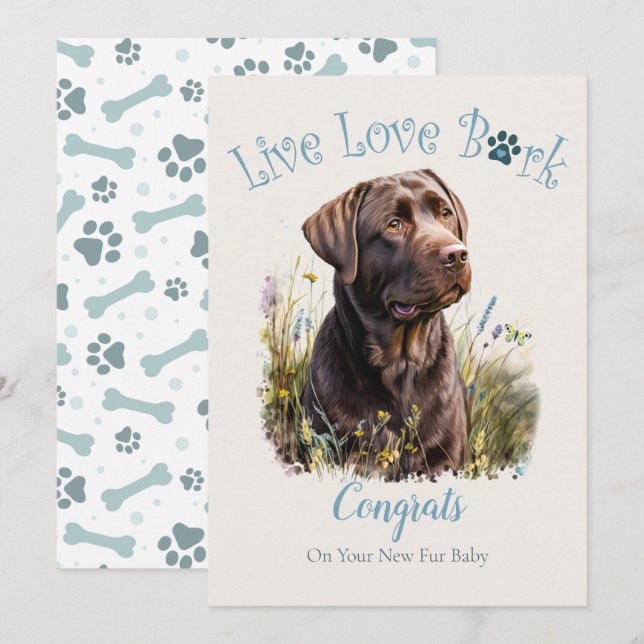 Tarjeta Adopción de Perro Labrador de Chocolate, Día de la (Anverso / Reverso)