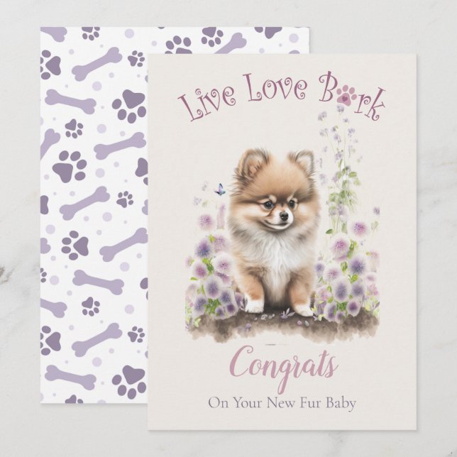 Tarjeta Adopción de Perro Pomerania, Día Gotcha (Anverso / Reverso)