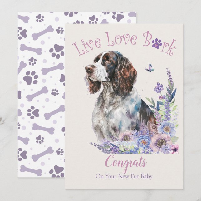 Tarjeta Adopción de Perro Springer Spaniel, Día de Gotcha (Anverso / Reverso)