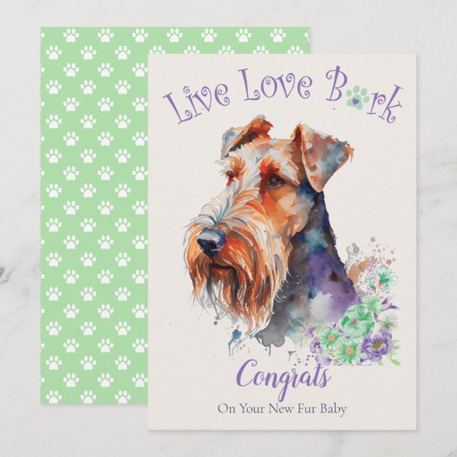 Tarjeta Adopción de Perros Airedale, Día de la Llegada (Anverso / Reverso)