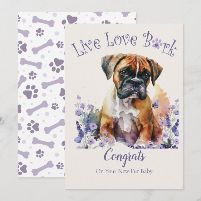 Tarjeta Adopción de Perros Boxer, Día de la Llegada (Anverso / Reverso)