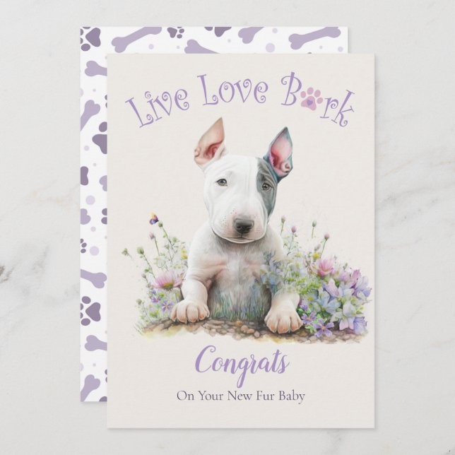 Tarjeta Adopción de Perros Bull Terrier, Día Gotcha (Anverso / Reverso)