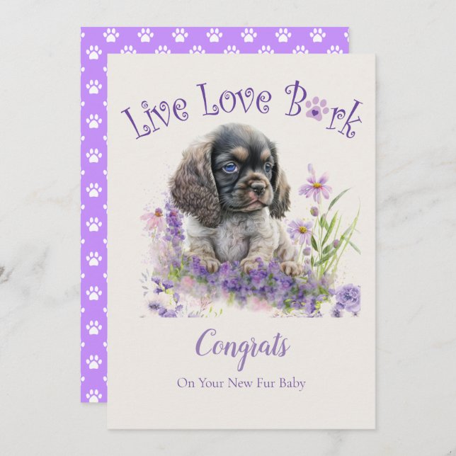 Tarjeta Adopción de Perros Cocker Spaniel, Día Gotcha (Anverso / Reverso)