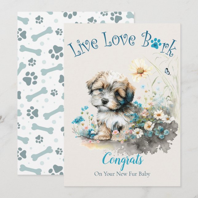 Tarjeta Adopción de Perros Havanese, Día de la Llegada (Anverso / Reverso)