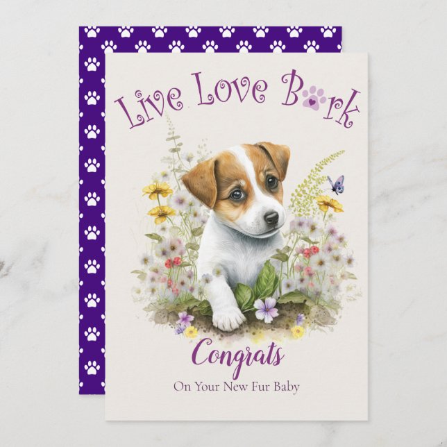 Tarjeta Adopción de Perros Jack Russell, Día de la Llegada (Anverso / Reverso)