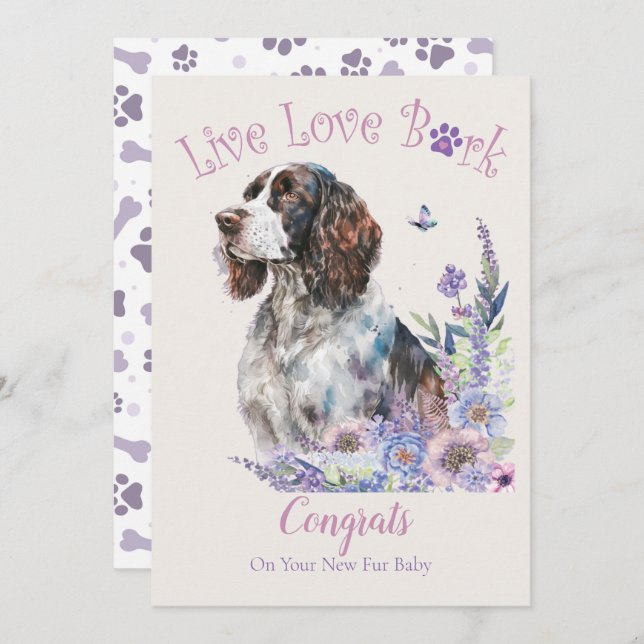 Tarjeta Adopción de Perros Springer Spaniel, Día de la Ado (Anverso / Reverso)