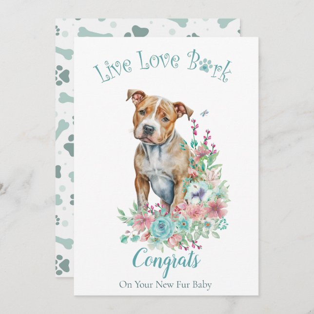 Tarjeta Adopción de Perros Staffordshire Terrier, Día Gotc (Anverso / Reverso)