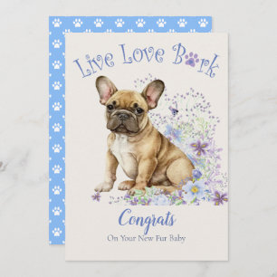Tarjeta Adopción floral de Bulldog francés