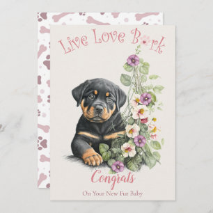 Tarjeta Adopción Floral De La Madre Del Perro Rottweiler