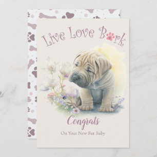 Tarjeta Adopción Floral De La Madre Del Perro Shar-pei