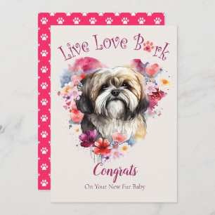 Tarjeta Adopción Floral De Lhasa Apso Dog Mom