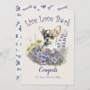 Tarjeta Adopción Floral De Madre De Perro Chihuahua