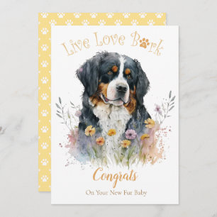Tarjeta Adopción floral de mamá de perro de Bernese