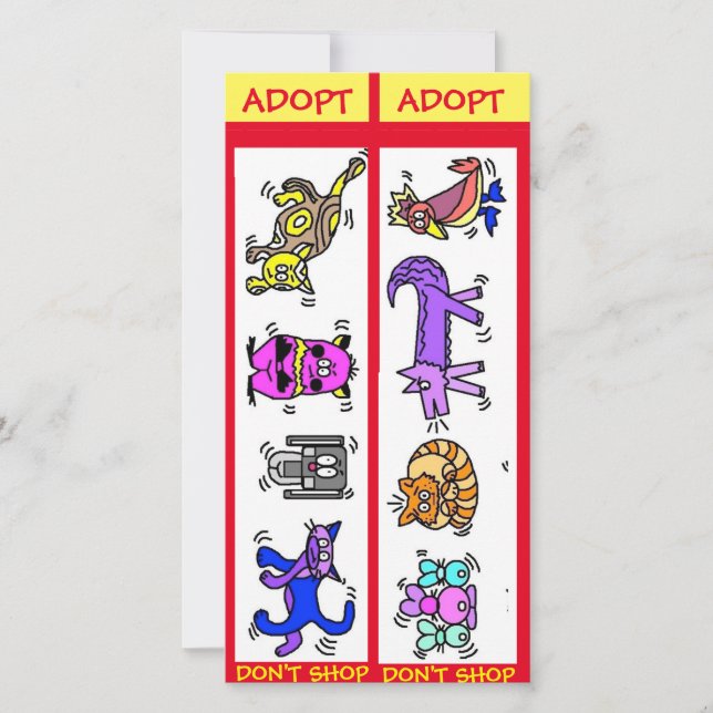 Tarjeta Adoptar No Comprar, Rescate Animal, Marcadores (Anverso)