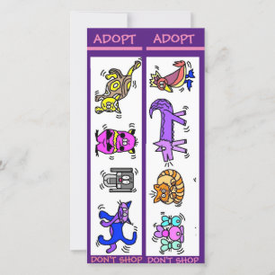 Tarjeta Adoptar No Comprar, Rescate Animal, Marcadores