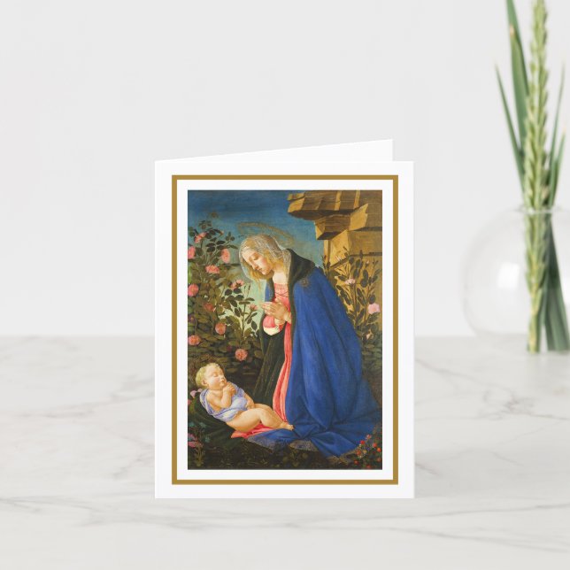 TARJETA ADORA VIRGEN DE NIÑO CRISTO DORMIDO (Anverso)