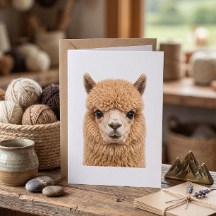 Tarjeta Adorable Alpaca Esponjoso Animal