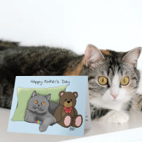 Adorable Azul Encantador Gris Mejor Mamá Gatos Día