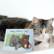 Adorable Azul Encantador Gris Mejor Papá Gato Día