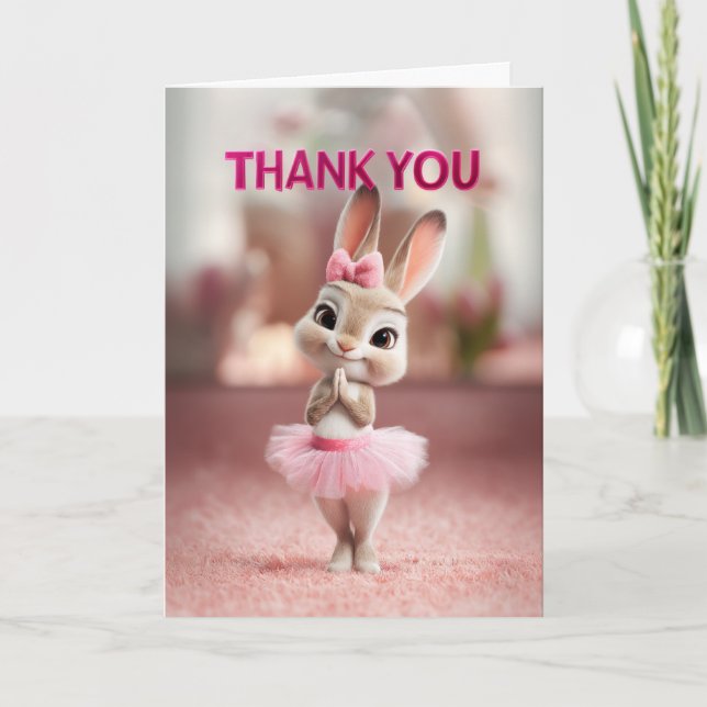 Tarjeta Adorable Baby Bunny in Pink Tutu Thank You (Anverso)