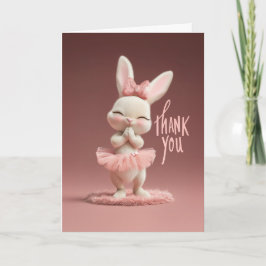 Tarjeta Adorable Baby Bunny in Pink Tutu Thank You
