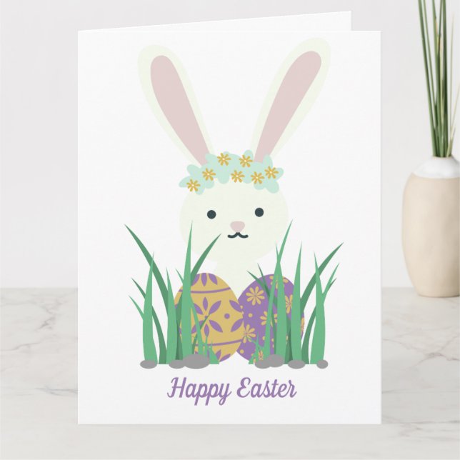 Tarjeta Adorable Bunny & Eggs de Pascua (Anverso)
