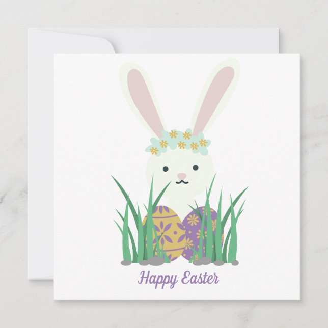 Tarjeta Adorable Bunny & Eggs de Pascua (Anverso)