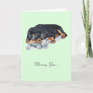 Tarjeta adorable cachorro de rottweiler perro adormecido d