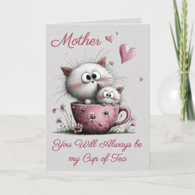 Tarjeta Adorable Cats in a Teacup Greeting Card (Anverso)