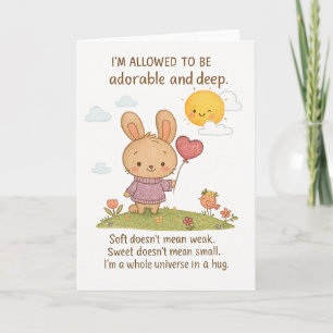 Tarjeta Adorable conejito con estímulo de globos cardíacos