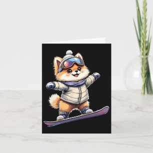 Tarjeta Adorable Corgi Snowboarding Divertida Aventura De 