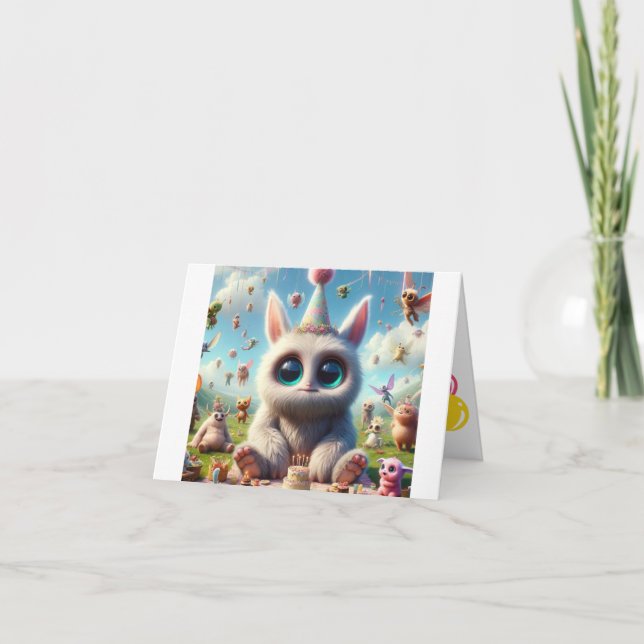 Tarjeta Adorable Creatura Deseos de Cumpleaños (Anverso)