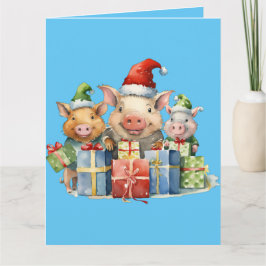 Tarjeta Adorable Cute Pequeños Navidades Piggie Saludos