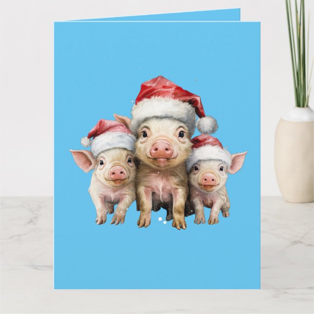Tarjeta Adorable Cute Pequeños Navidades Piggie Saludos (Anverso)